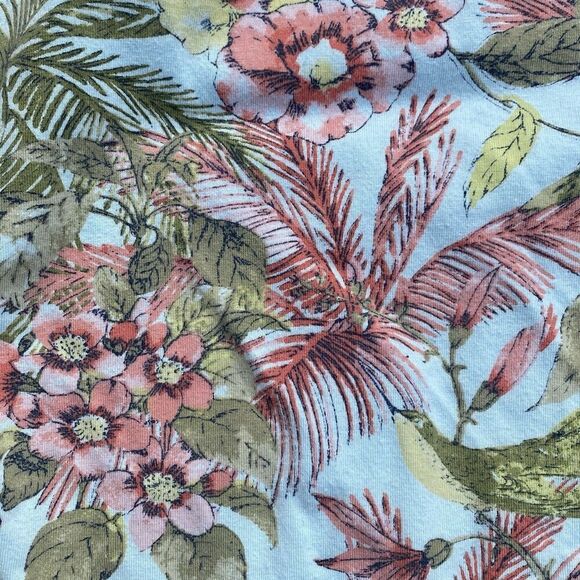 J. Jill Mini Skirt Light Blue Floral Tropical Beach Stretch Pockets Size Large - Picture 3 of 6